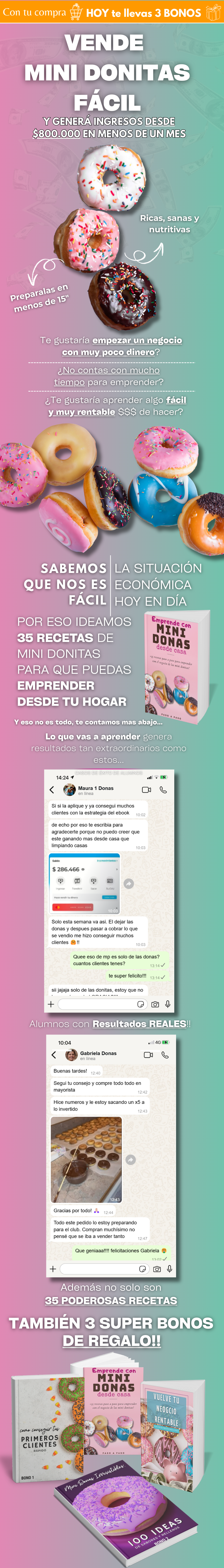 Emprende con Mini Donitas + 3 Bonos: Ganá +$800.000 al mes