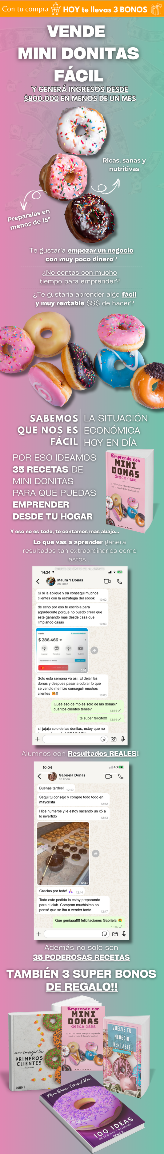 Emprende con Mini Donitas + 3 Bonos: Ganá +$800.000 al mes